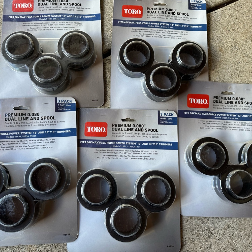 Toro Dual Line and Spool 3-Pack- Lot of 5 Packs